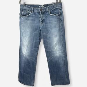 7 For All Mankind Men's Relaxed Fit Straight Leg Jeans - Button Fly - Size 34